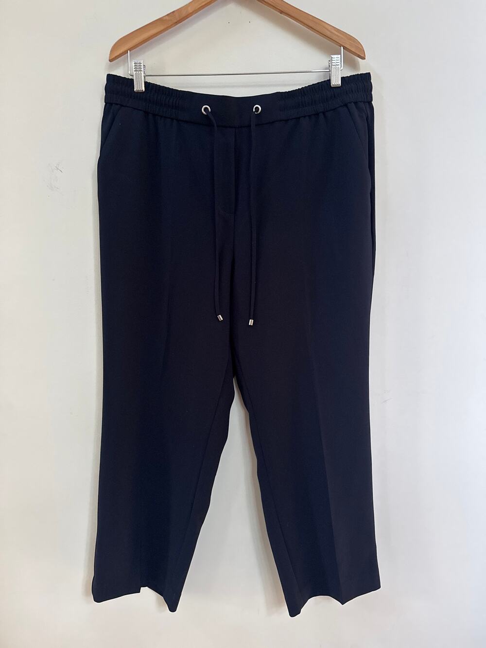 Talbots XL P Petite Black Wide Leg Cropped Pants Pull On Travel Casual Basic
